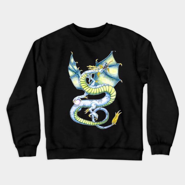 Blue Yinglong Chinese Dragon Crewneck Sweatshirt by CyndisArtInTheWoods